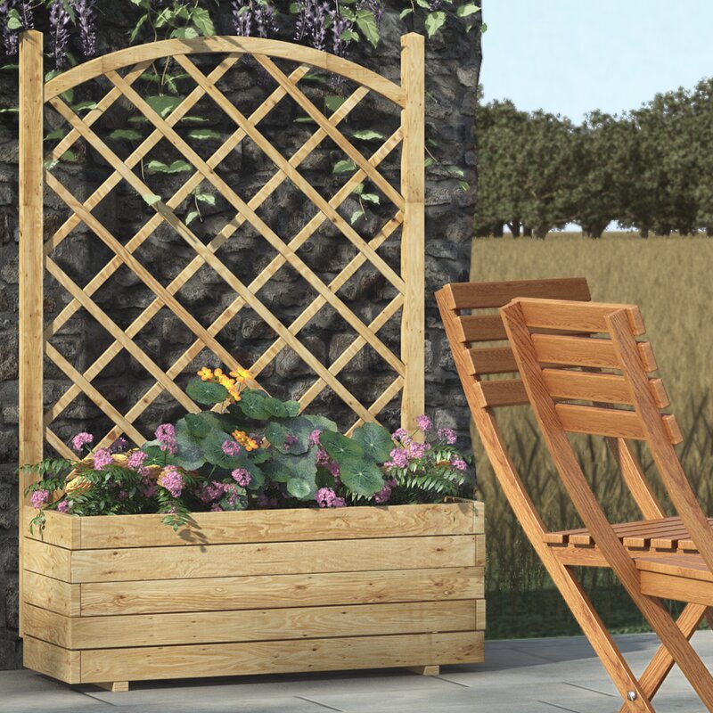 Rowlinson Wooden Planter Box with Trellis &amp; Reviews 